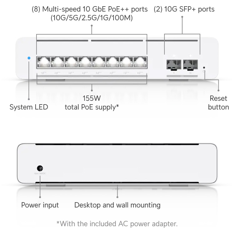 Коммутатор UBIQUITI UniFi Pro XG 8 PoE++ (USW-PRO-XG-8-POE)