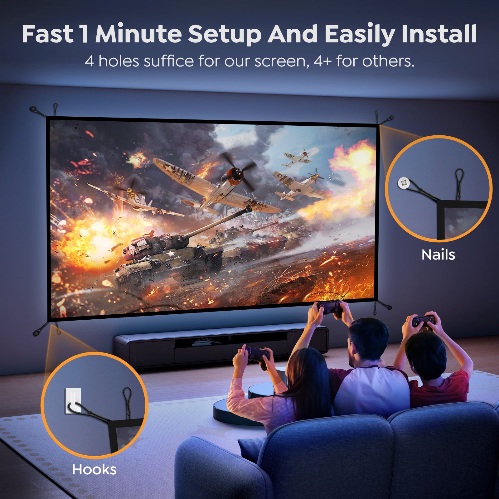 Проекционный экран YABER 100INCH 221.5x124.5см