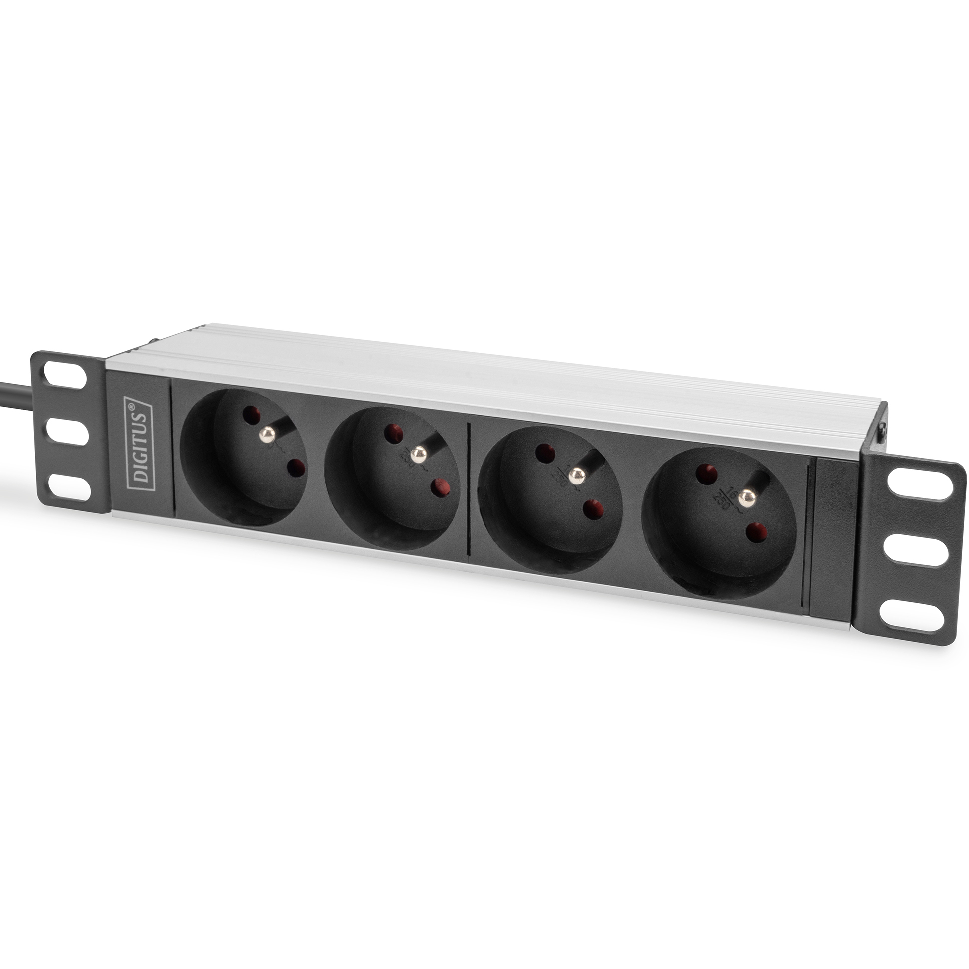 Блок розеток DIGITUS 10", 1U, 4xSchuko, 16А, без вимикача, 2м (DN-95418)