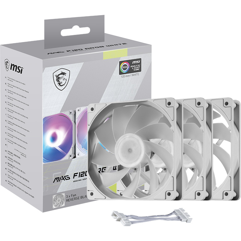 Комплект вентиляторов MSI MAG F120 ARGB White 3-Pack