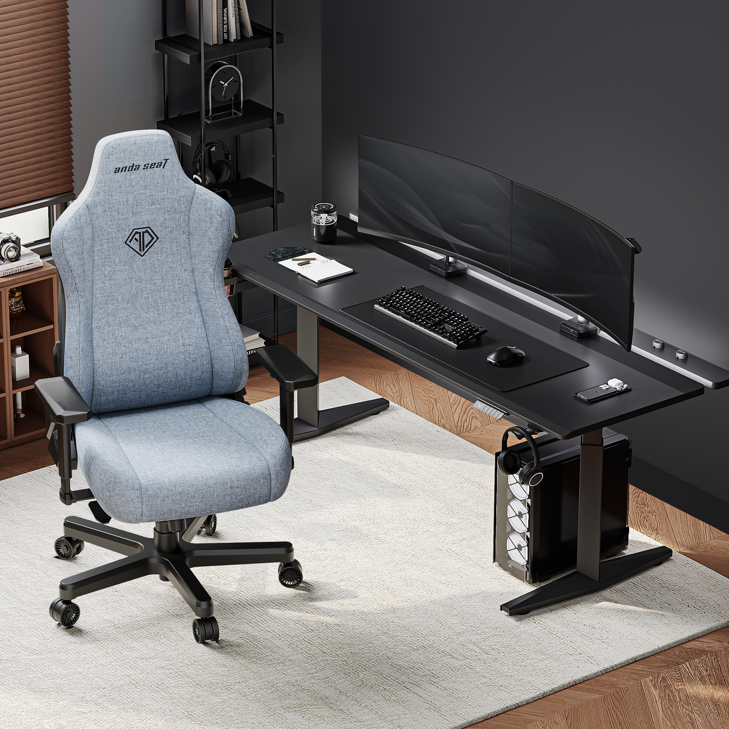 Крісло геймерське ANDA SEAT Kaiser 3E Fabric XL Gray Blue