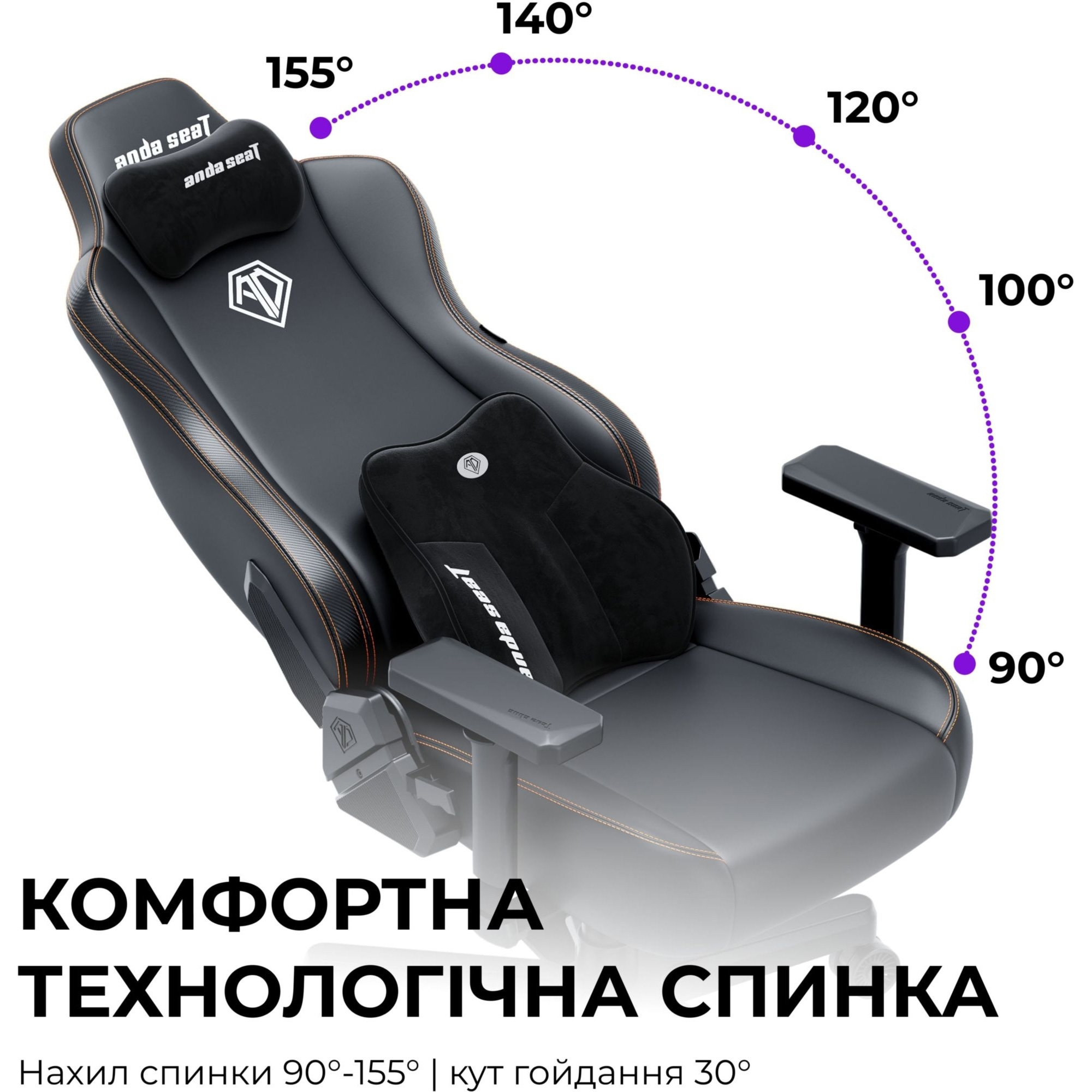 Крісло геймерське ANDA SEAT Novis Plus PVC XL Black