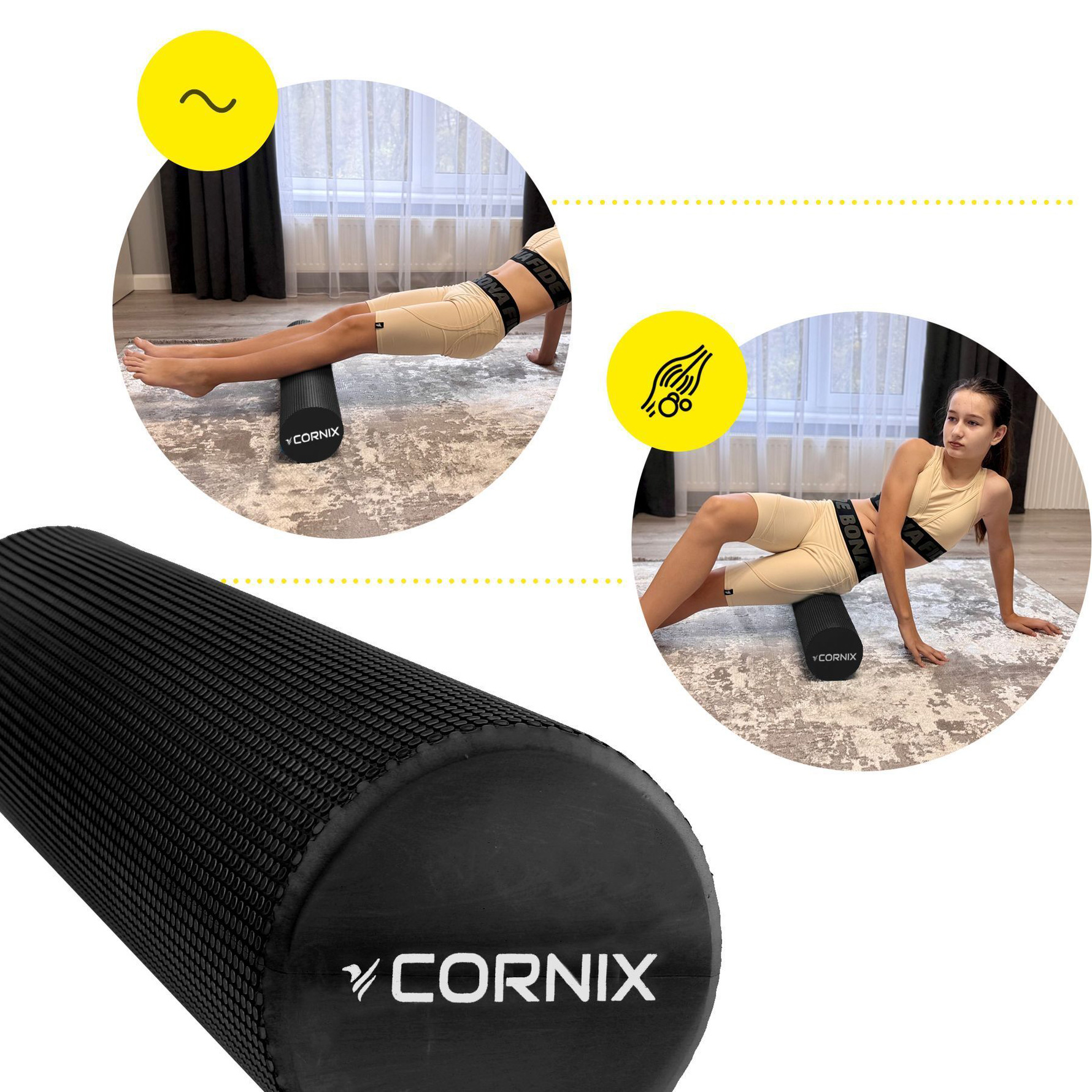 Масажний ролик CORNIX EVA+ 60x15см Black (XR-0310)