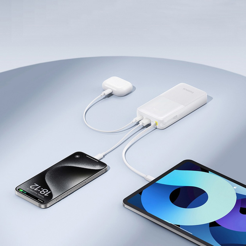 Повербанк BASEUS Bipow 2 Power Bank With USB-C Cable 20W 20000mAh Moon White (P10077101213-01)