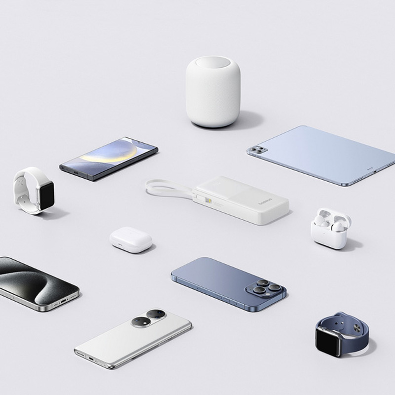 Повербанк BASEUS Bipow 2 Power Bank With USB-C Cable 20W 20000mAh Moon White (P10077101213-01)