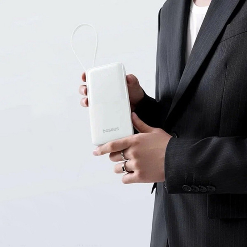 Повербанк BASEUS Bipow 2 Power Bank With USB-C Cable 20W 20000mAh Moon White (P10077101213-01)