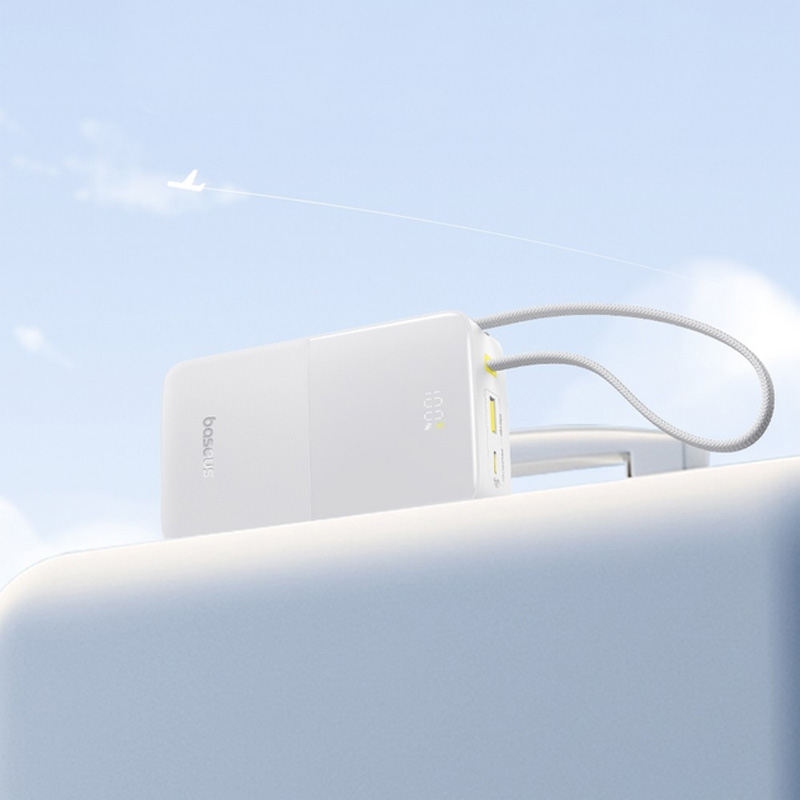 Повербанк BASEUS EnerFill FC51 Bipow2 Pro Digital Display with Built-in Cable 22.5W 20000mAh White (E0027700)