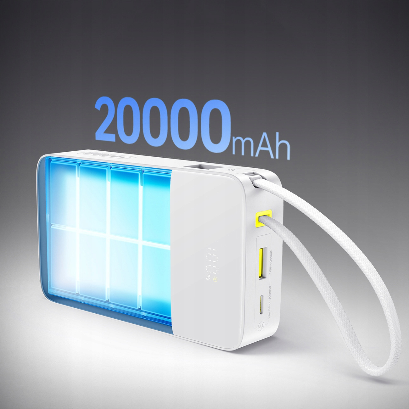 Повербанк BASEUS EnerFill FC51 Bipow2 Pro Digital Display with Built-in Cable 22.5W 20000mAh White (E0027700)
