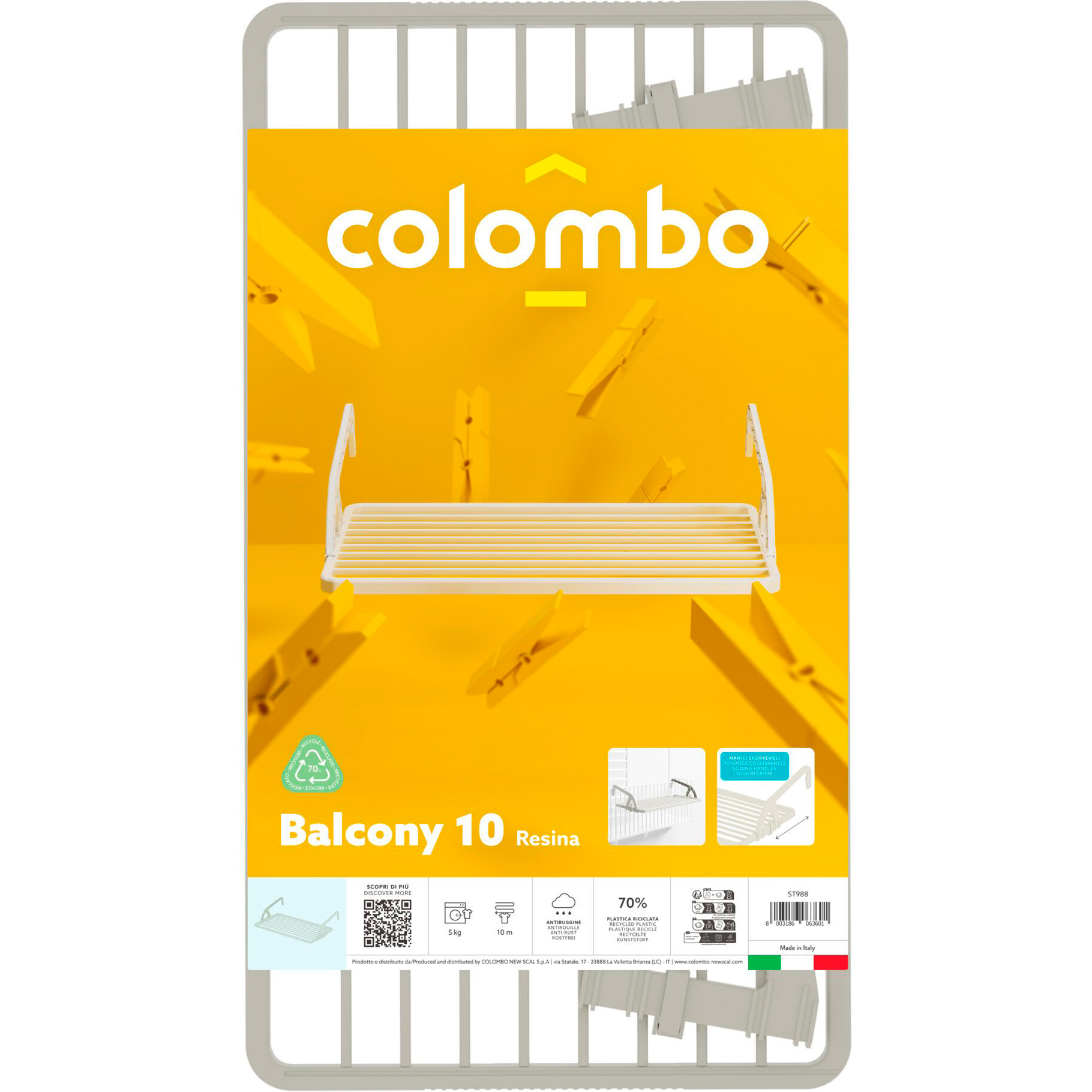 Сушилка для белья навесная COLOMBO Balcony 10 Resina 10м (ST988)