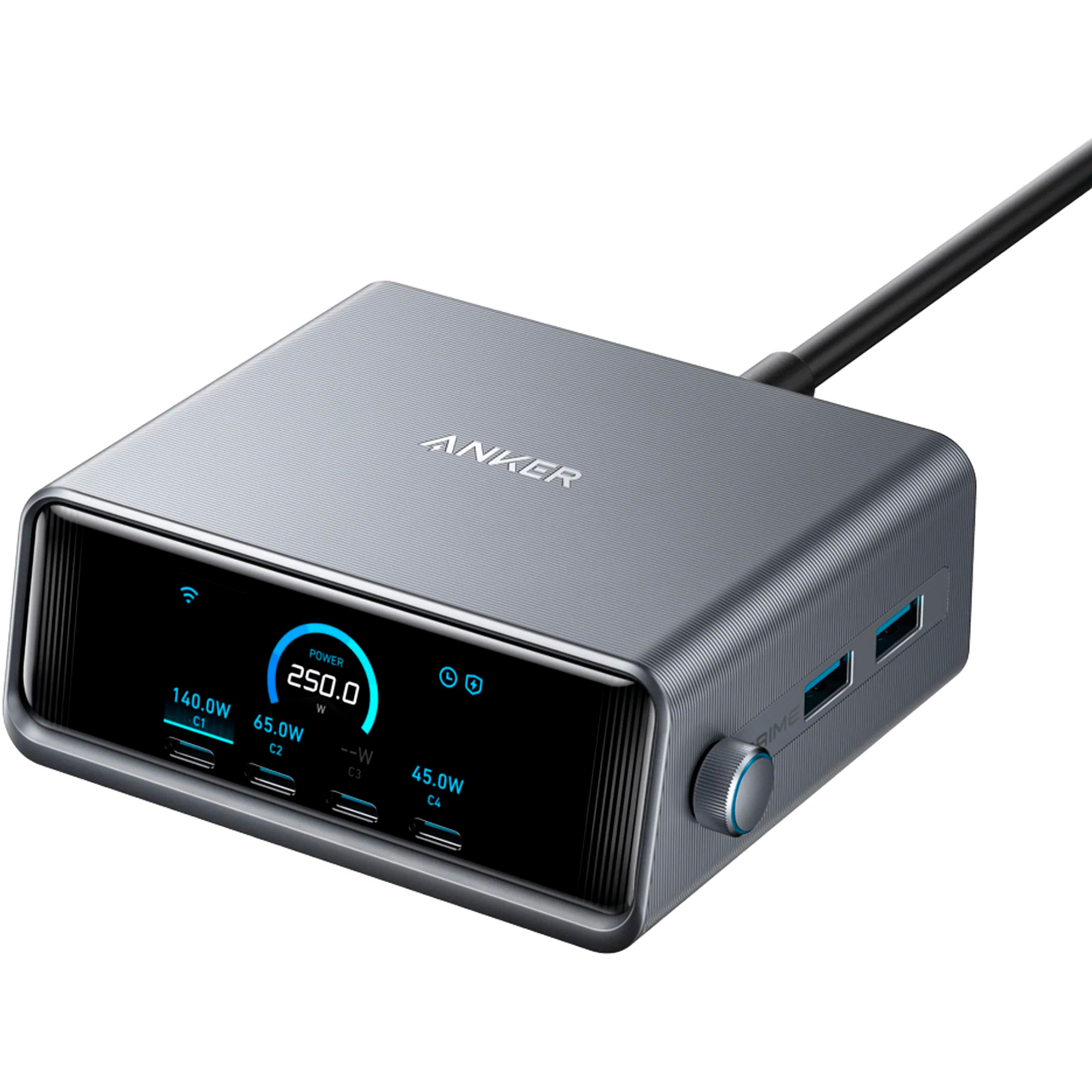 Зарядна станція ANKER Prime 250W 2xUSB-A, 4xUSB-C GaNPrime + PowerIQ 4.0 Black (A2345341)