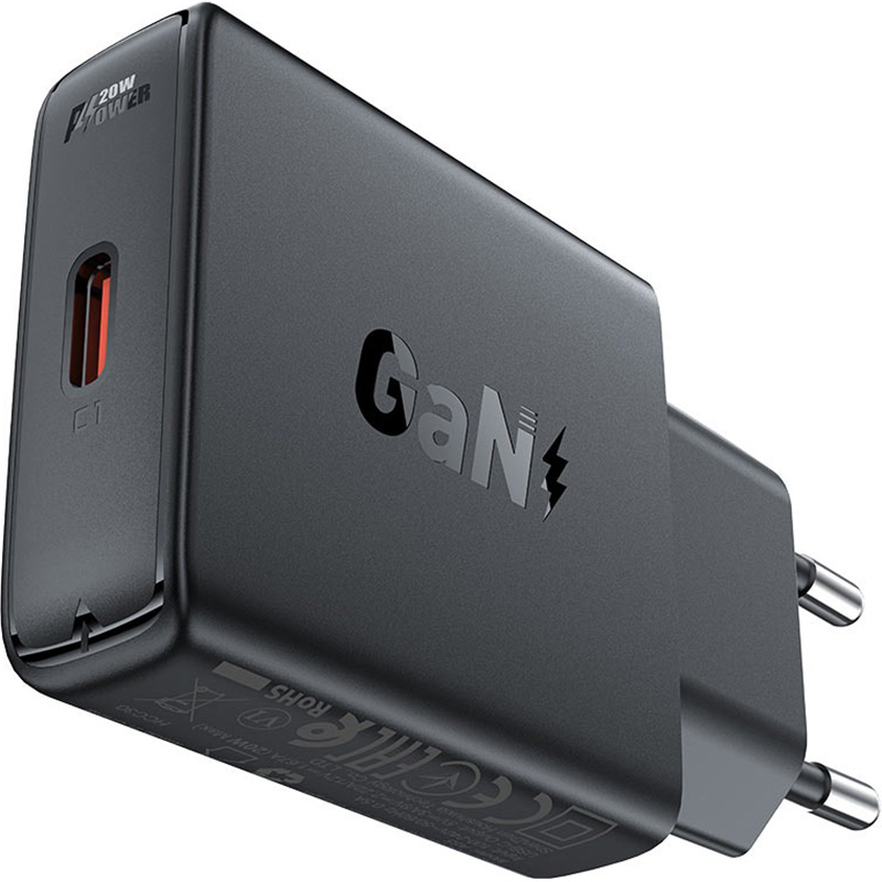 Зарядний пристрій ACEFAST A65 Fast Charge Wall Charger GaN PD20W (1xUSB-C) Black