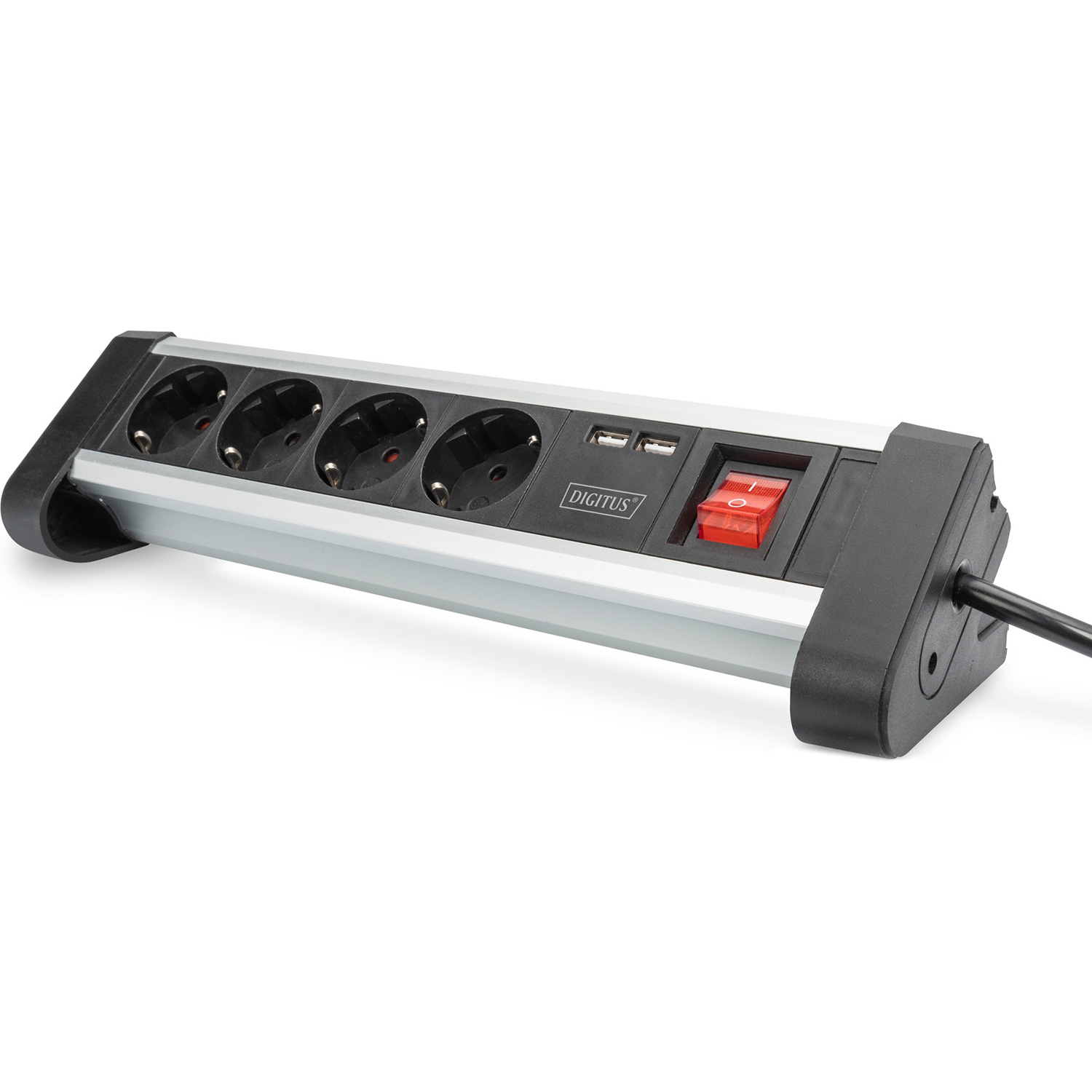 Мережевий фільтр DIGITUS 4-Way Socket Stripe Black, 4 розетки, 2xUSB, 1.5м (DA-70614)