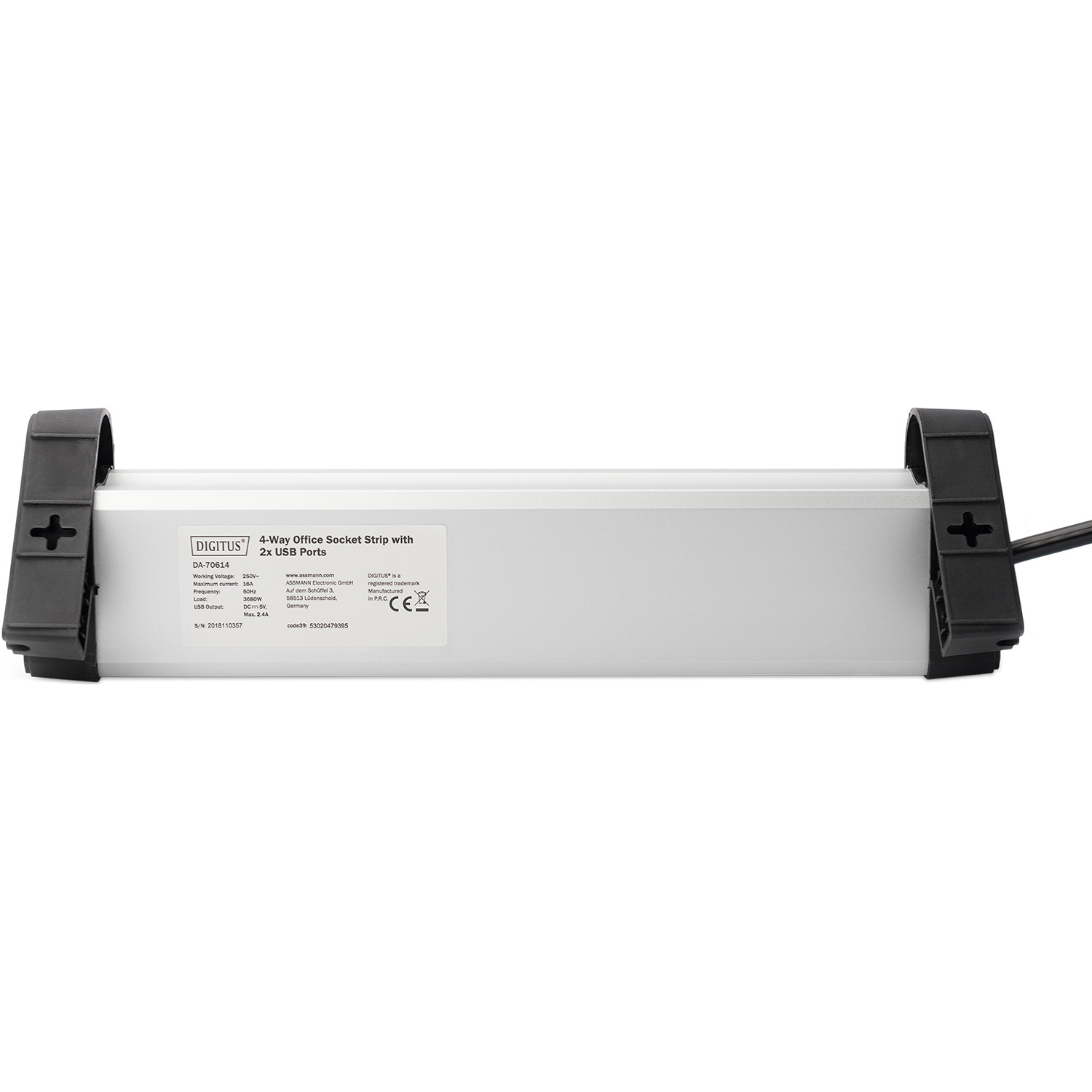 Мережевий фільтр DIGITUS 4-Way Socket Stripe Black, 4 розетки, 2xUSB, 1.5м (DA-70614)
