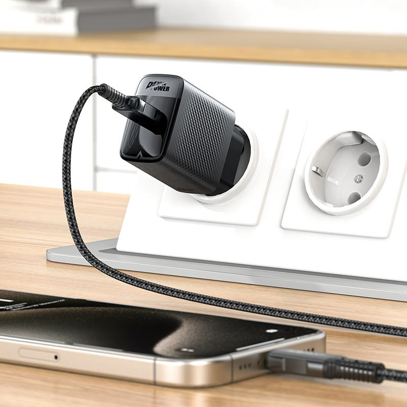 Зарядное устройство ACEFAST A102 Fast Charge Wall Charger GaN PD30W (1xUSB-C) Black