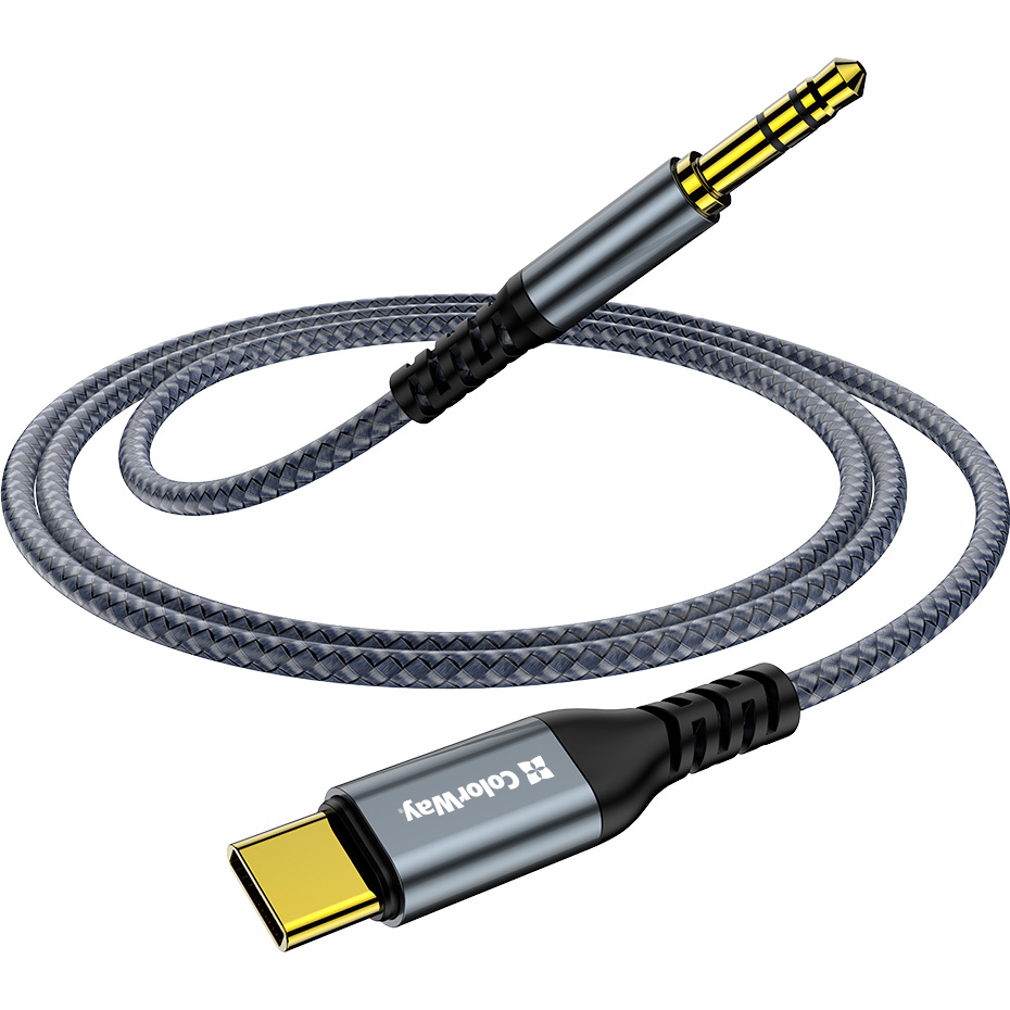 Кабель COLORWAY USB-C to 3.5mm 1.2м Gray