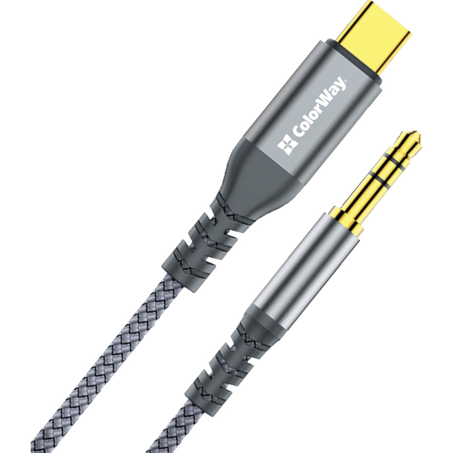 Кабель COLORWAY USB-C to 3.5mm 1.2м Gray