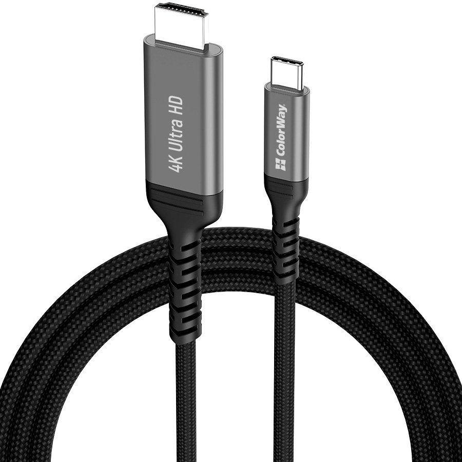 Кабель COLORWAY 4K@60Hz USB-C to HDMI v2.0 2м Black (CW-CBCHD077-BK)