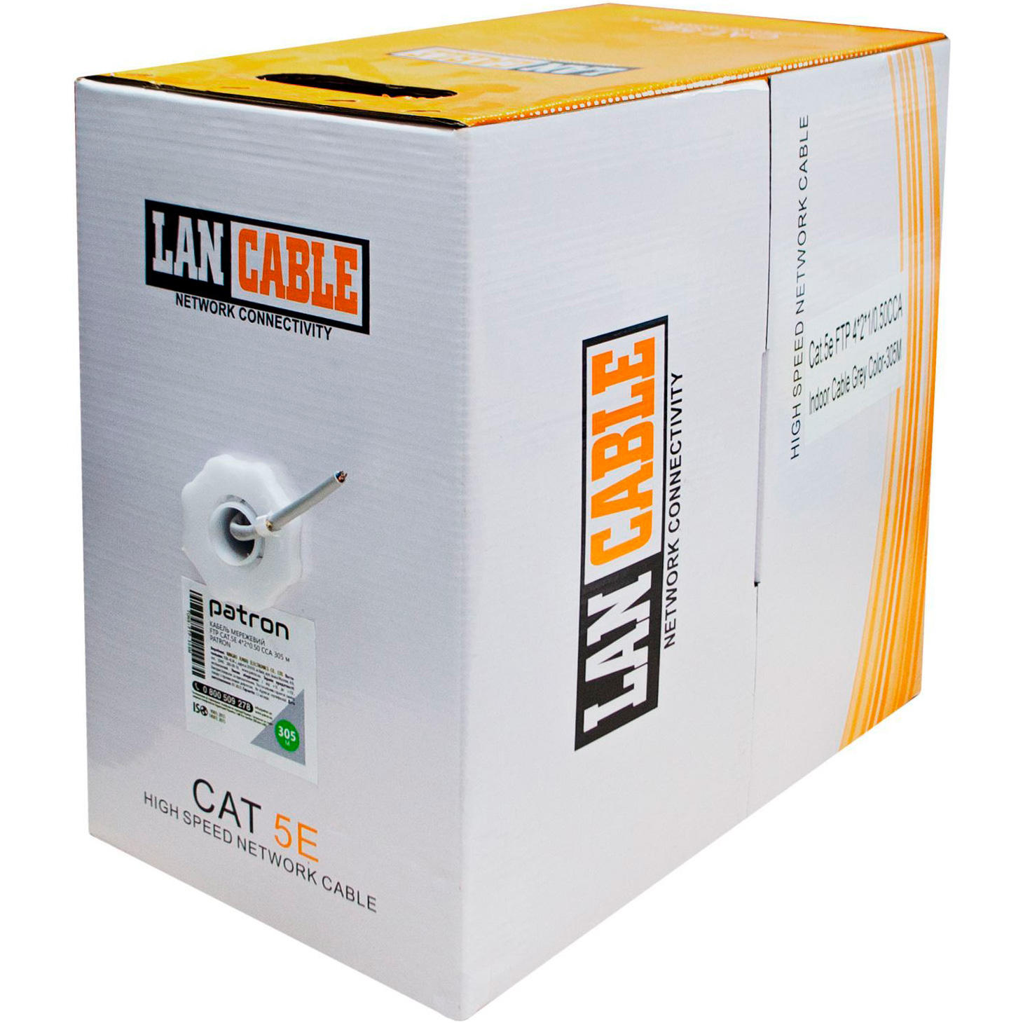 Кабель мережевий PATRON S/FTP Cat.5e 4x2x0.50 CCA Gray 305м