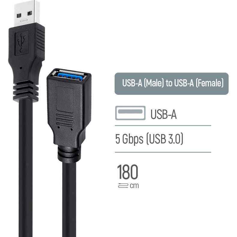 Кабель-подовжувач COLORWAY USB3.0 AM/AF 1.8м Black (CW-CBUF075-BK)
