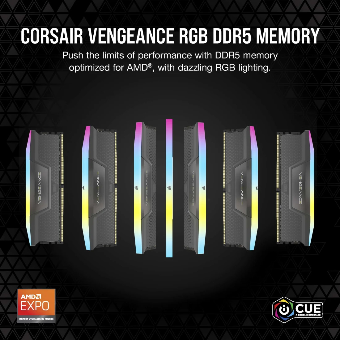 Модуль пам'яті CORSAIR Vengeance RGB DDR5 DDR5 6400MHz 32GB Kit 2x16GB Cool Gray (CMH32GX5M2B6400Z32)