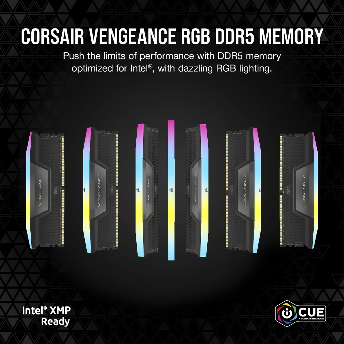 Модуль памяти CORSAIR Vengeance RGB DDR5 6800MHz 32GB Kit 2x16GB Black (CMH32GX5M2B6800C40)