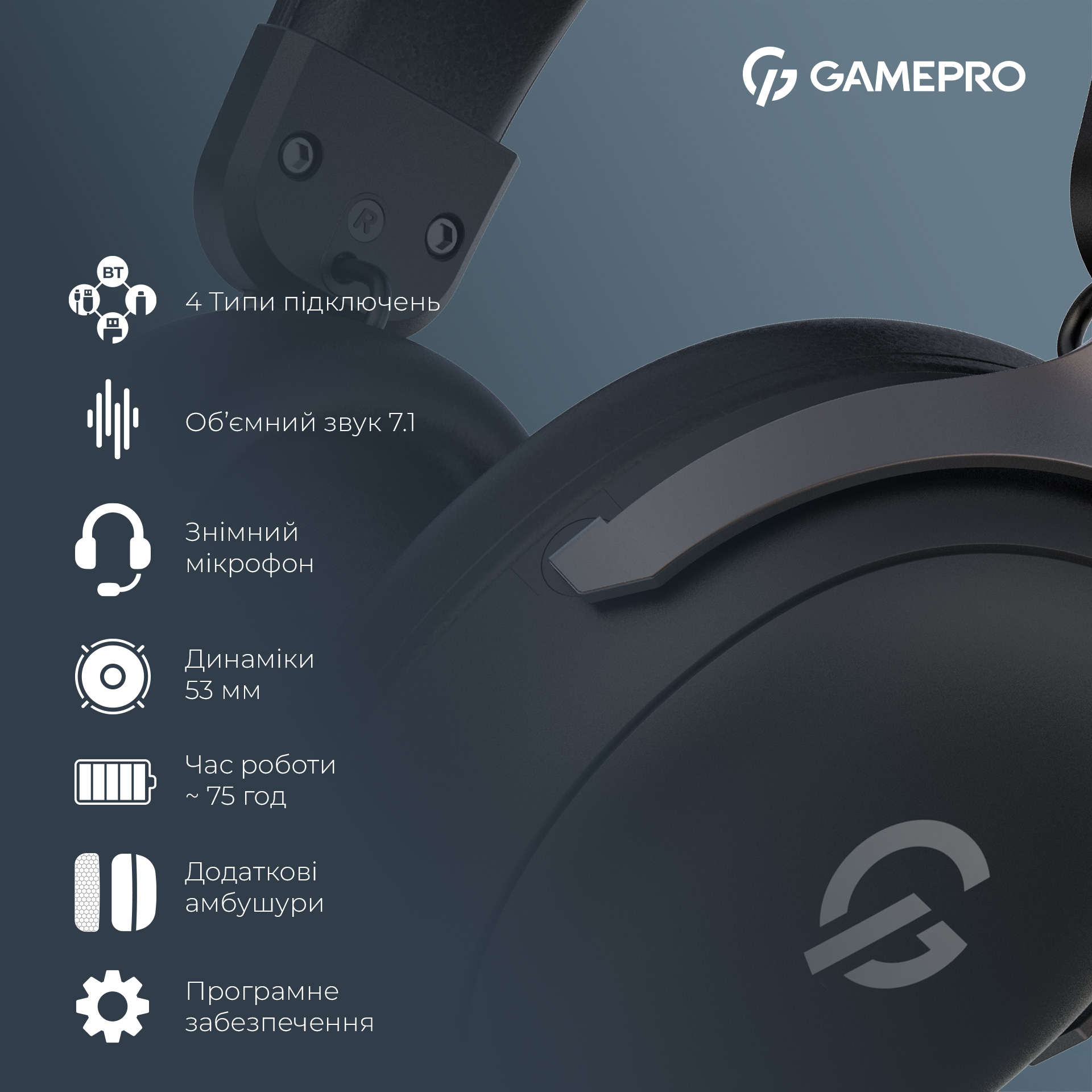 Навушники геймерскі GAMEPRO Asgard Freya Pro Black (HSW201B)