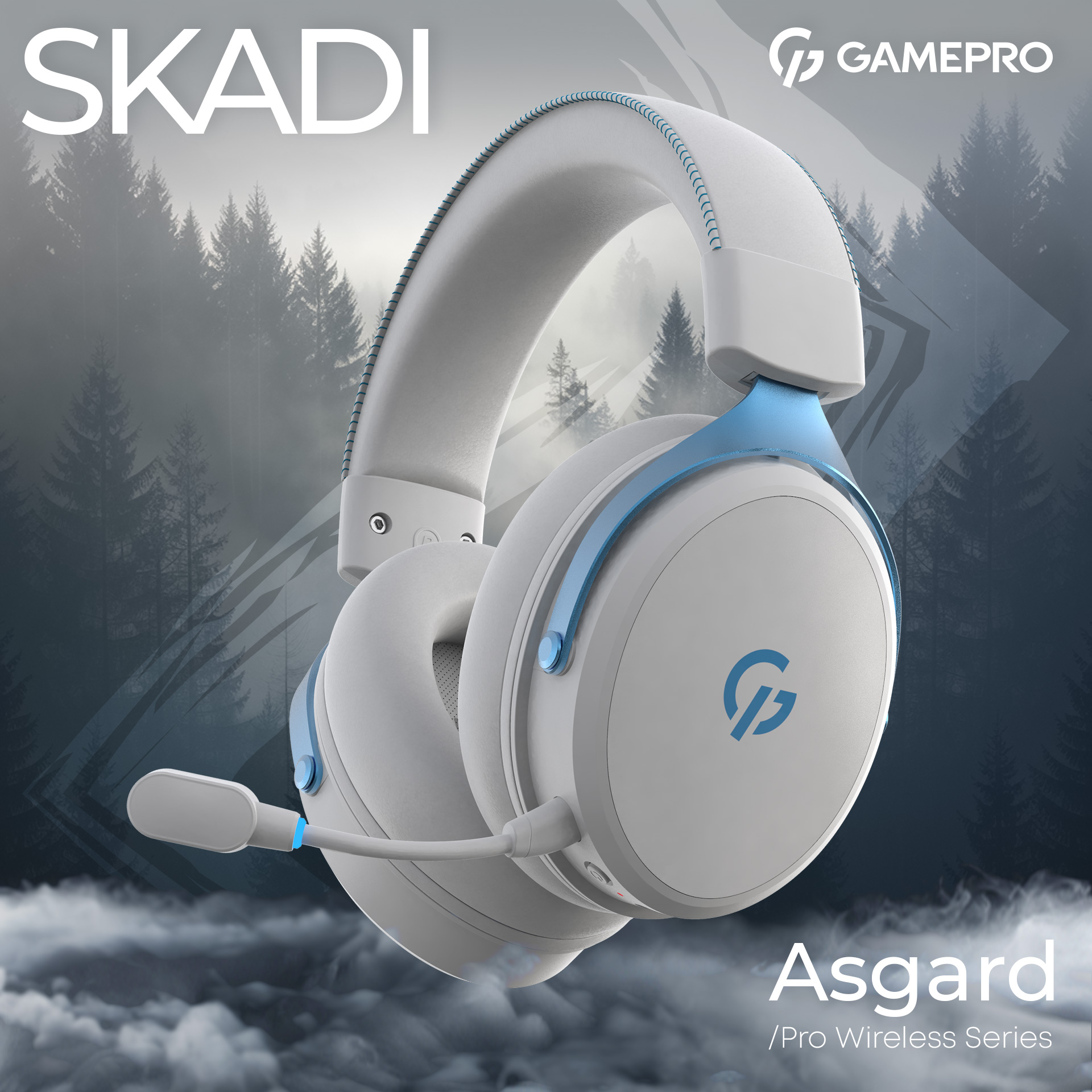 Наушники геймерские GAMEPRO Asgard Skadi White/Blue (HSW191WB)