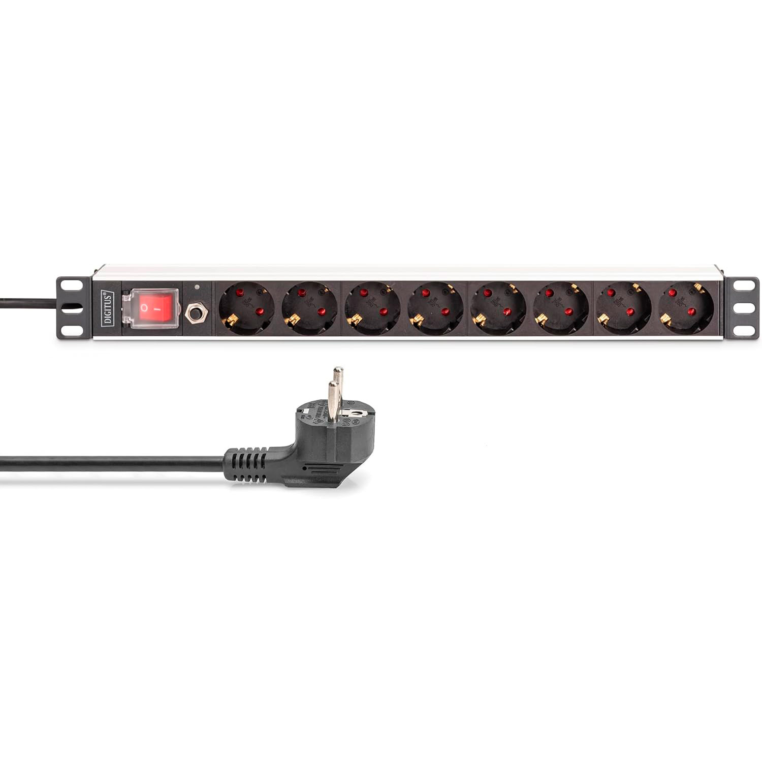Блок розеток DIGITUS 19", 1U, 8xSchuko, 16А, с выключателем, 2м (DN-95436)