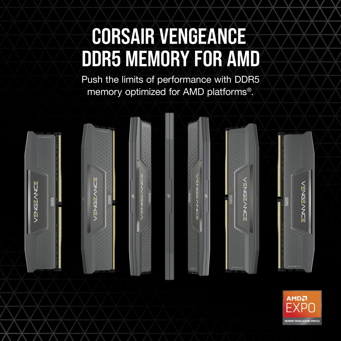 Модуль пам'яті CORSAIR Vengeance DDR5 6000MHz 96GB Kit 2x48GB Gray (CMK96GX5M2B6000Z30)