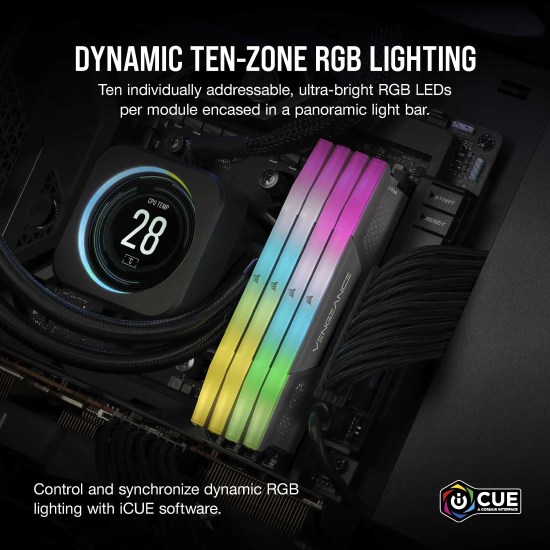Модуль пам'яті CORSAIR Vengeance RGB DDR5 6000MHz 96GB Kit 2x48GB Cool Gray (CMH96GX5M2E6000Z36)