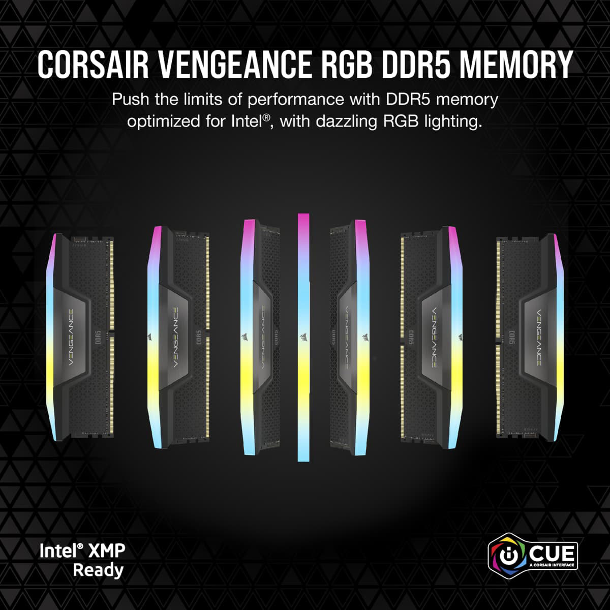 Модуль пам'яті CORSAIR Vengeance RGB DDR5 7200MHz 96GB Kit 2x48GB Black (CMH96GX5M2B7200C40)