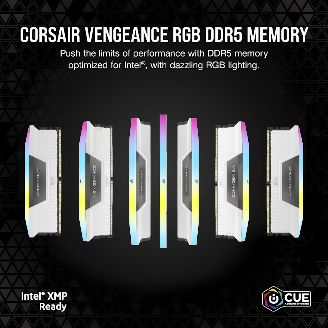 Модуль пам'яті CORSAIR Vengeance RGB DDR5 6000MHz 64GB Kit 2x32GB White (CMH64GX5M2B6000Z30W)