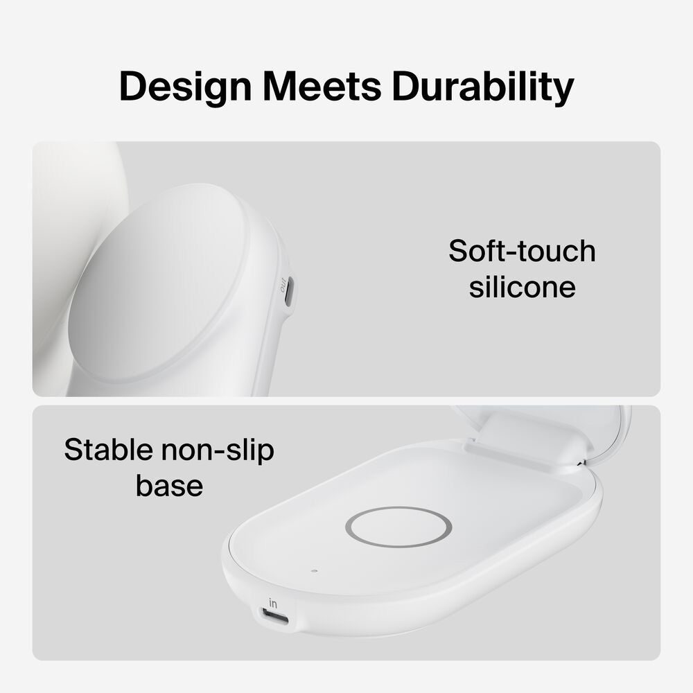 Бездротовий зарядний пристрій BELKIN UltraCharge 2-in-1 Foldable Magnetic Charger Qi2 25W White (WIZ039KQWH)