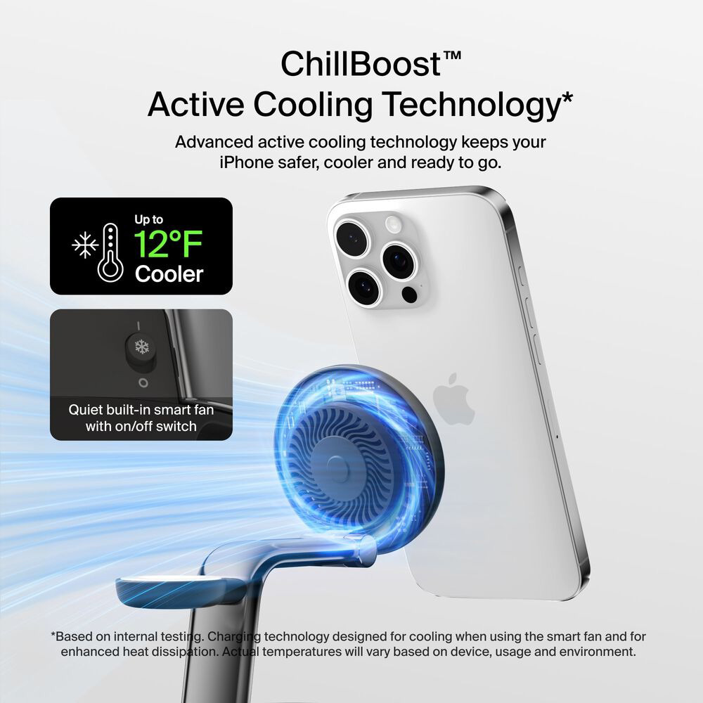 Бездротовий зарядний пристрій BELKIN UltraCharge Pro 3-in-1 Magnetic Charging Dock Qi2 25W Charcoal (WIZ040KQCH)