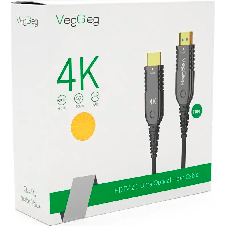 Кабель VEGGIEG 4K HDMI v2.0 10м Black (V-H707)