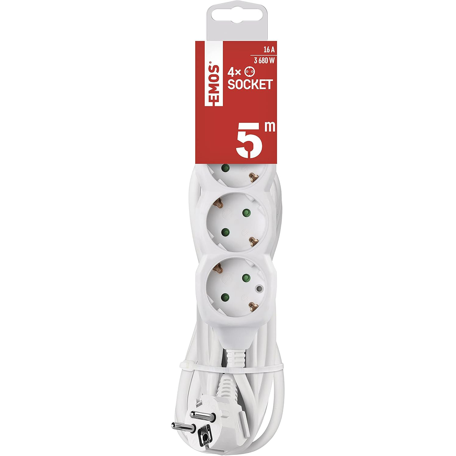 Удлинитель EMOS P0425R White, 4 розетки, 5м