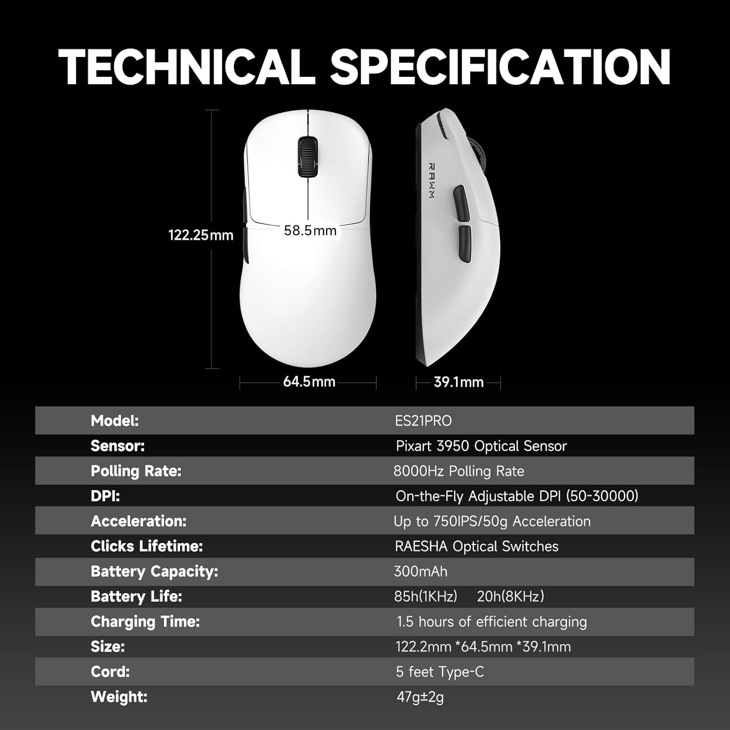 Миша RAWM ES21Pro White