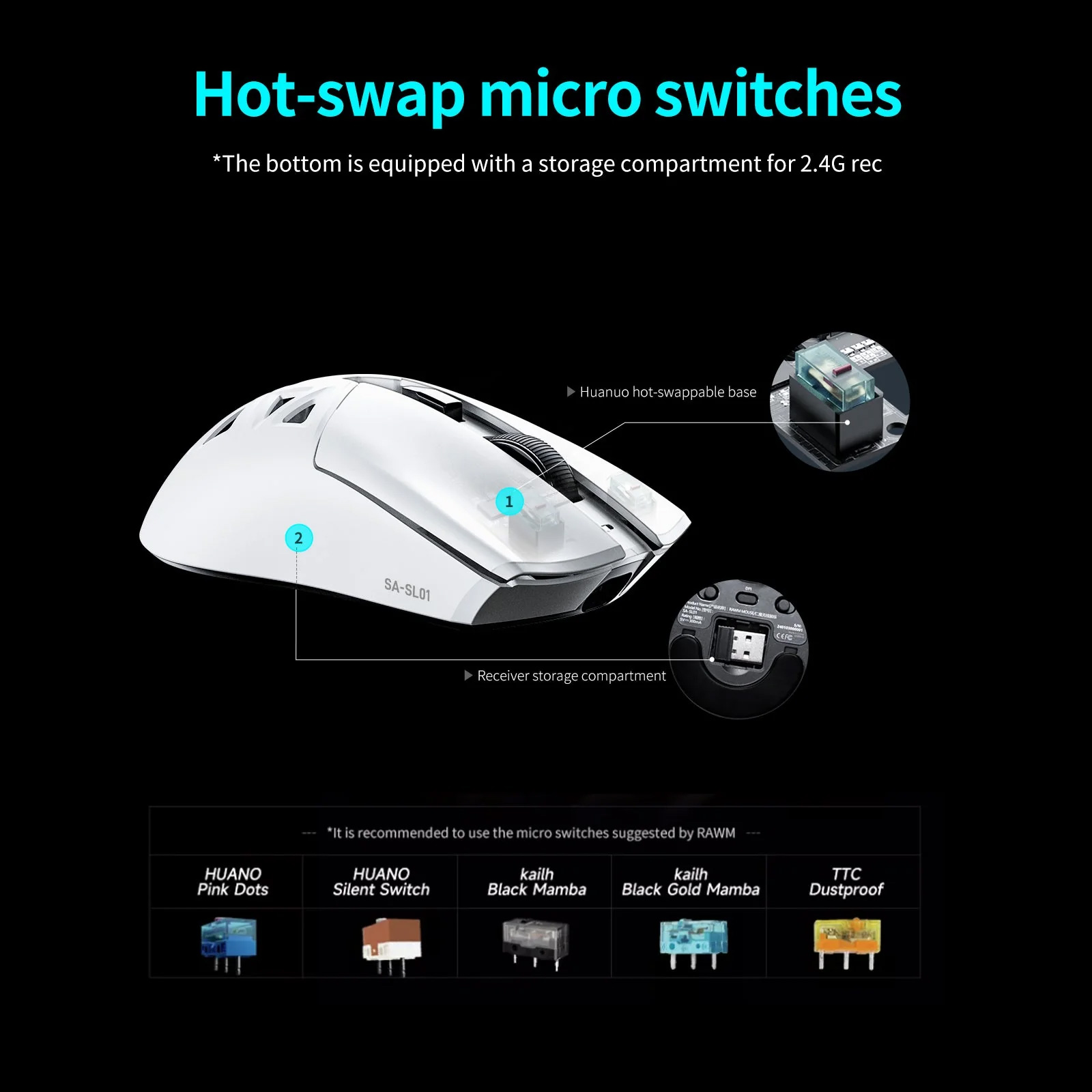 Миша ігрова RAWM SL01C White