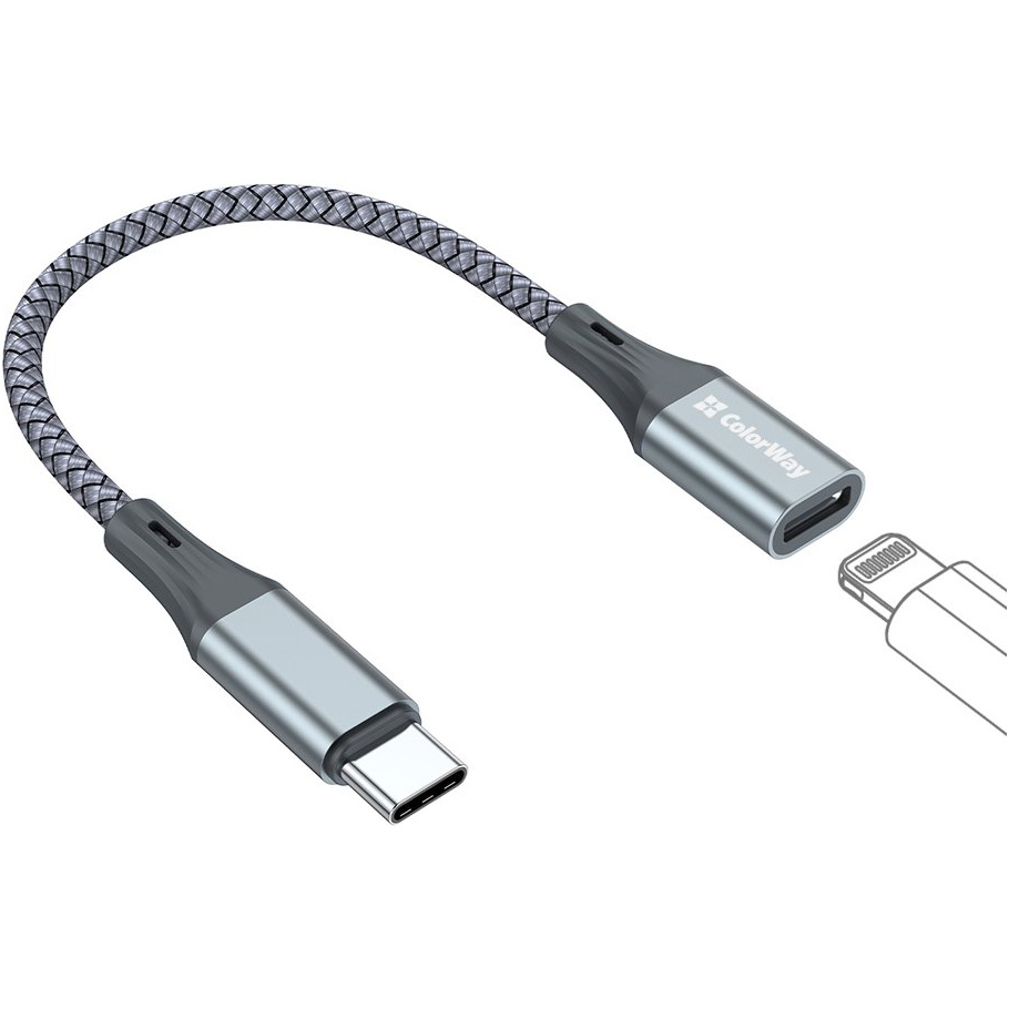 Адаптер COLORWAY USB-C to Lightning 0.175м Gray (CW-AD-CL)