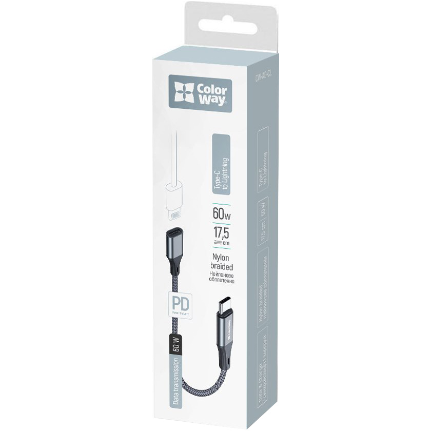 Адаптер COLORWAY USB-C to Lightning 0.175м Gray (CW-AD-CL)