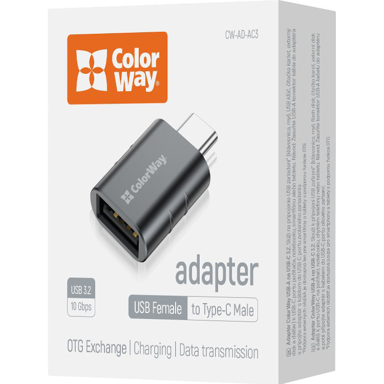 Адаптер OTG COLORWAY USB-C to USB-A 3.2 (CW-AD-AC3)