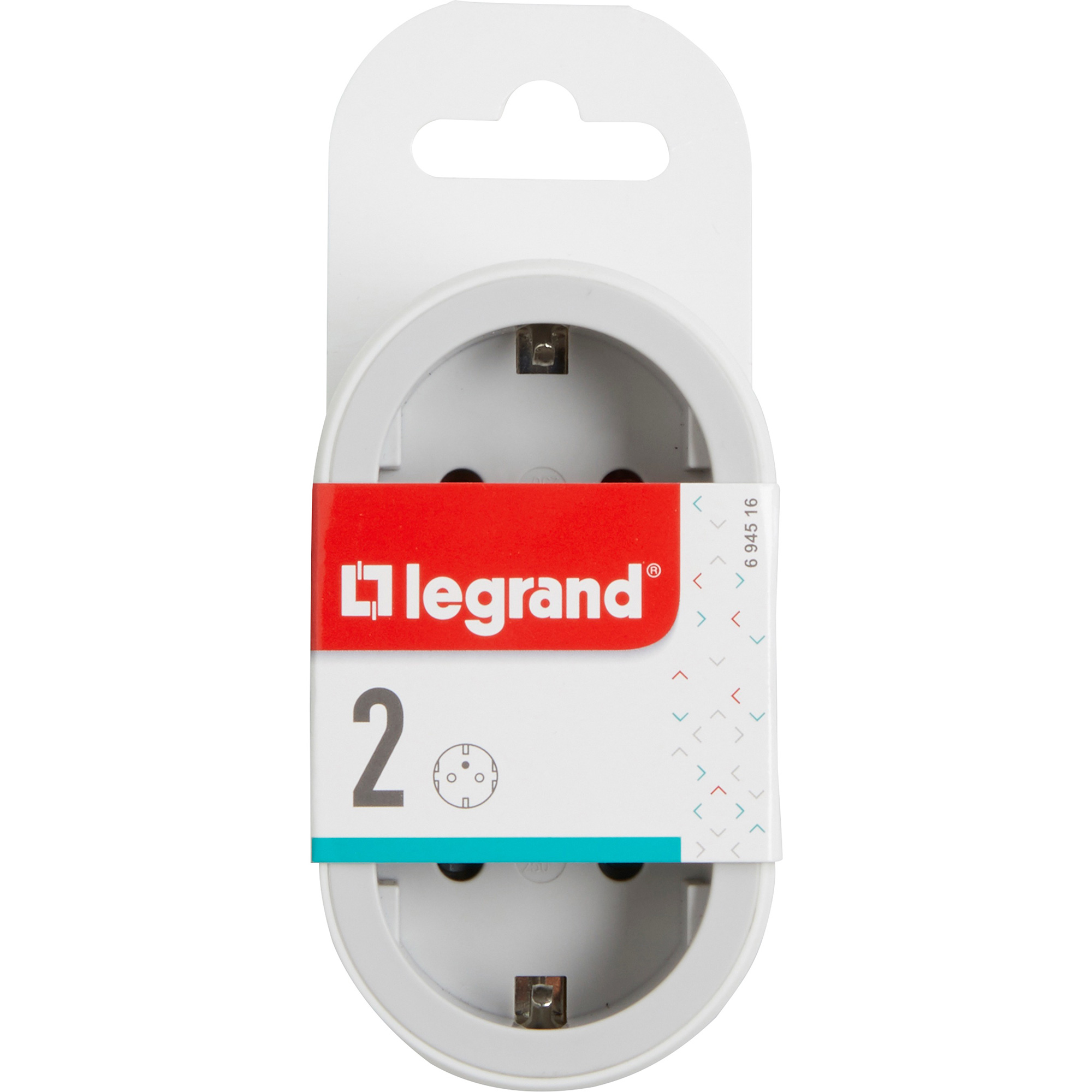 Сетевой разветвитель LEGRAND Standard 2x2K+3 White, 2 розетки (694516)