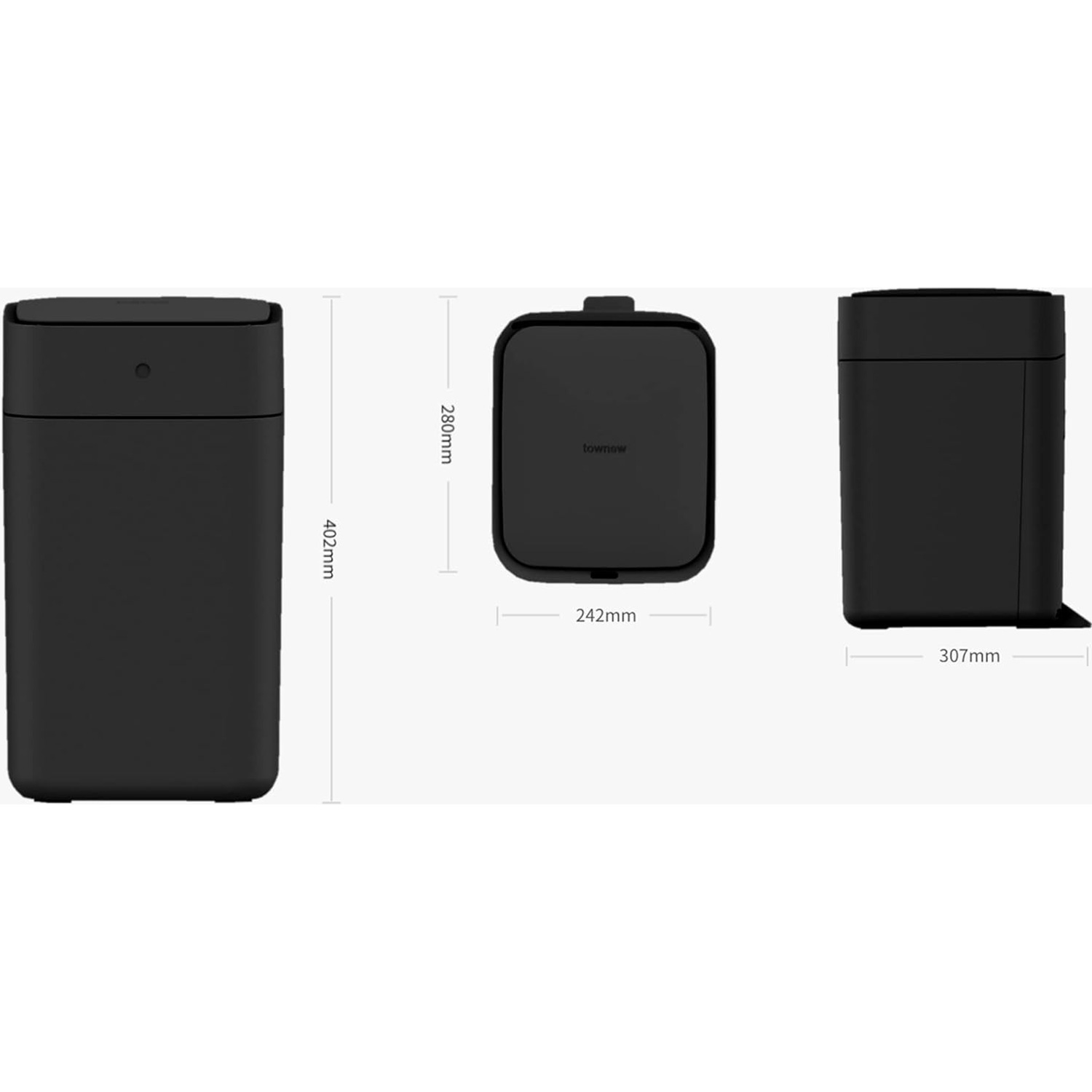 Умная корзина для мусора TOWNEW T1S 15.5L Black