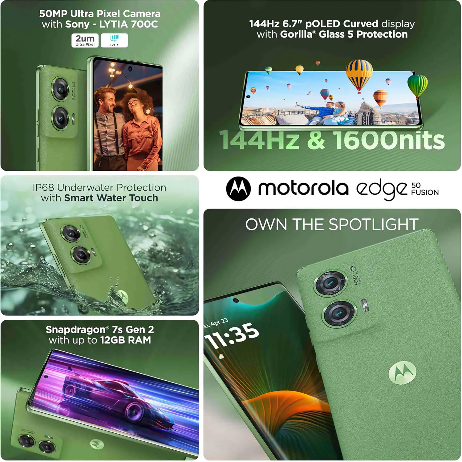 Смартфон MOTOROLA Edge 50 Fusion 8/128GB Forest Green (PB3T0087RS)