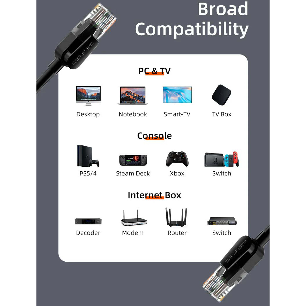 Патч-корд CABLETIME U/UTP Cat.6 CCA 10м Black (CN60S)