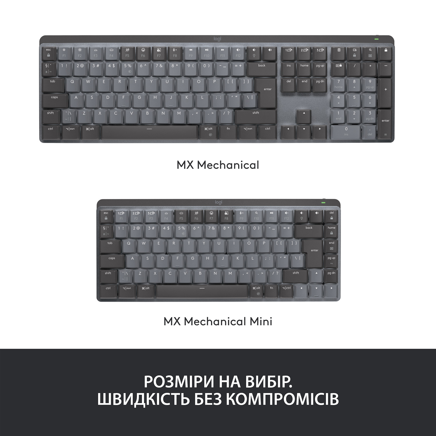 Клавіатура бездротова LOGITECH MX Mechanical Mini Tactile Quiet Graphite (920-010780)