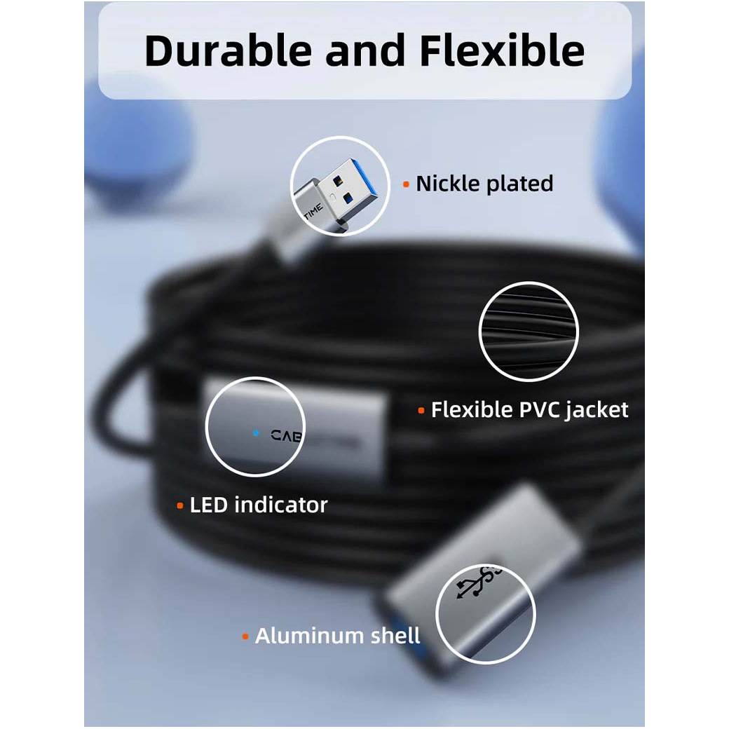 Активний USB подовжувач CABLETIME USB3.0 AM/AF 10м Black (CA18S)