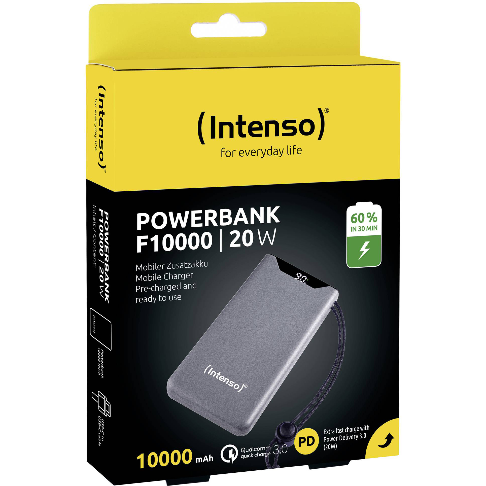 Повербанк INTENSO F10000 1xUSB-C PD20W, 1xUSB-A QC18W 10000mAh Gray (7332034)