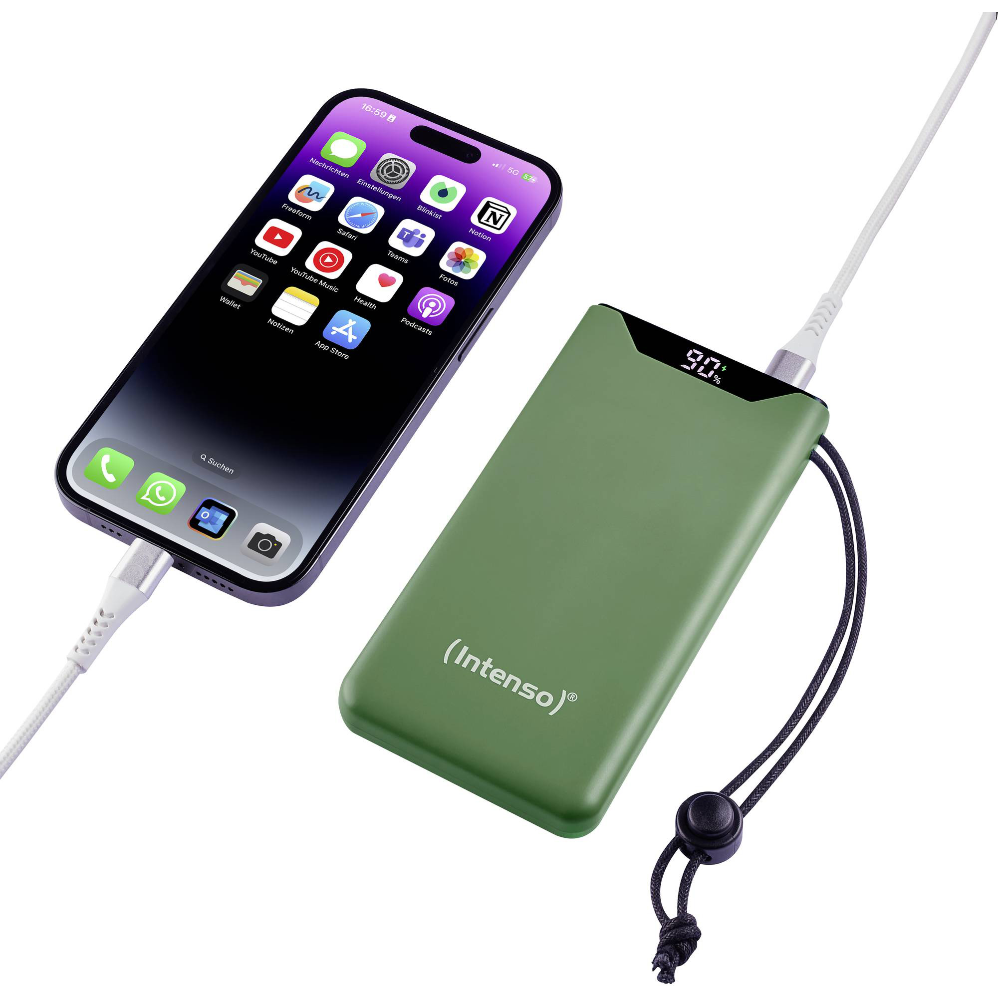 Повербанк INTENSO F10000 1xUSB-C PD20W, 1xUSB-A QC18W 10000mAh Green (7332037)