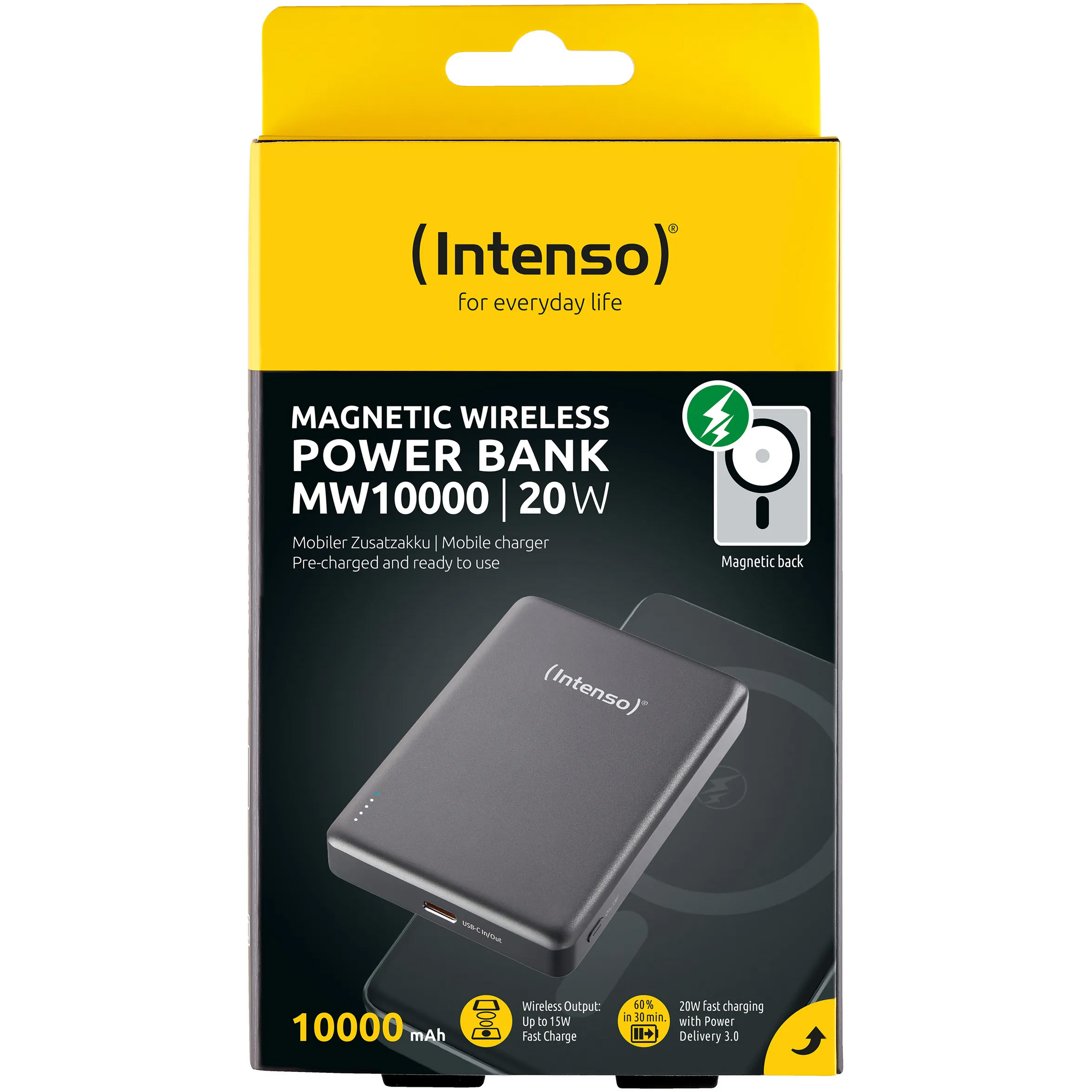 Повербанк з бездротовою зарядкою INTENSO MW10000 20W 10000mAh Gray (7344034)